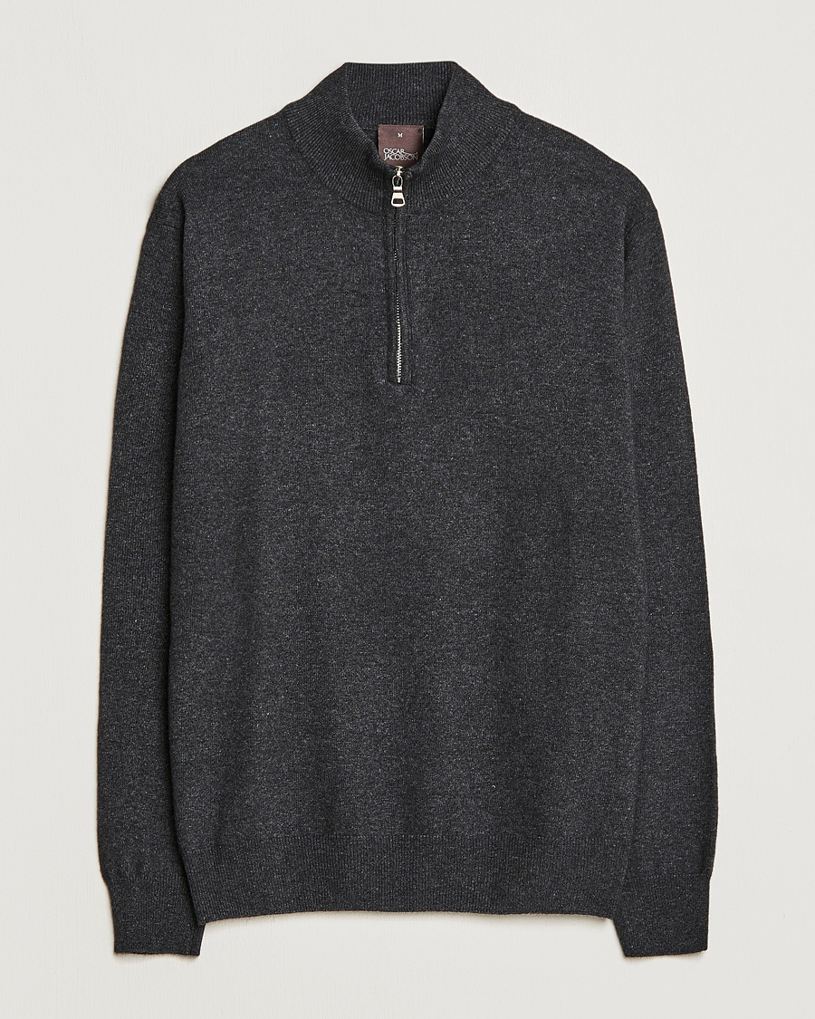 Herr | Tröjor | Oscar Jacobson | Patton Wool Half-Zip Grey