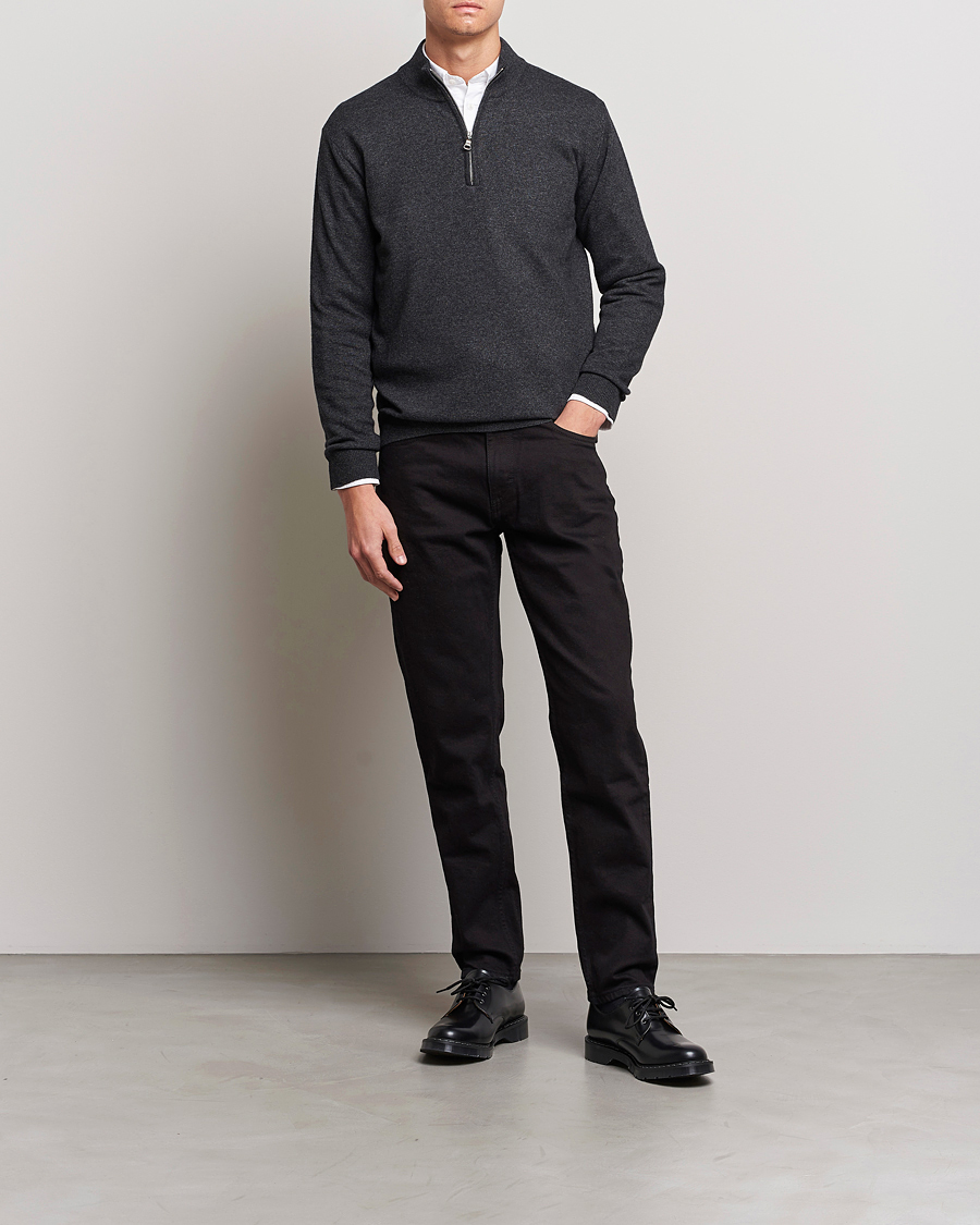 Herr | Tröjor | Oscar Jacobson | Patton Wool Half-Zip Grey