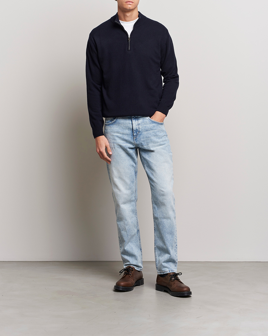 Herr | Tröjor | Oscar Jacobson | Patton Wool Half-Zip Navy