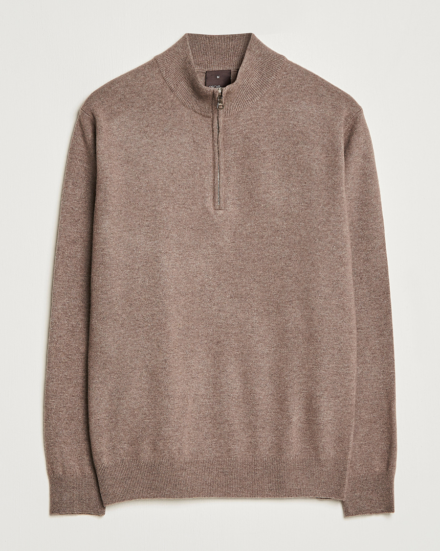 Herr | Tröjor | Oscar Jacobson | Patton Wool Half-Zip Beige