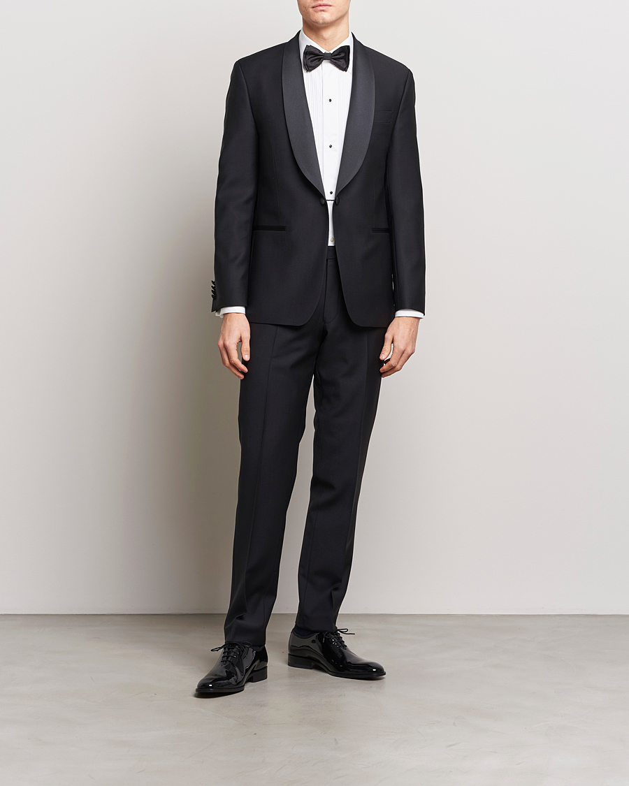 Herr | Kavajer | Oscar Jacobson | Figaro Wool Tuxedo Blazer Black