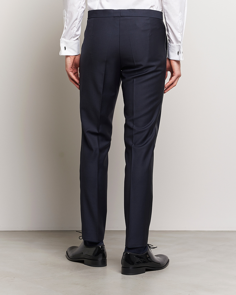 Herr | Byxor | Oscar Jacobson | Denz Wool Tuxedo Trousers Navy