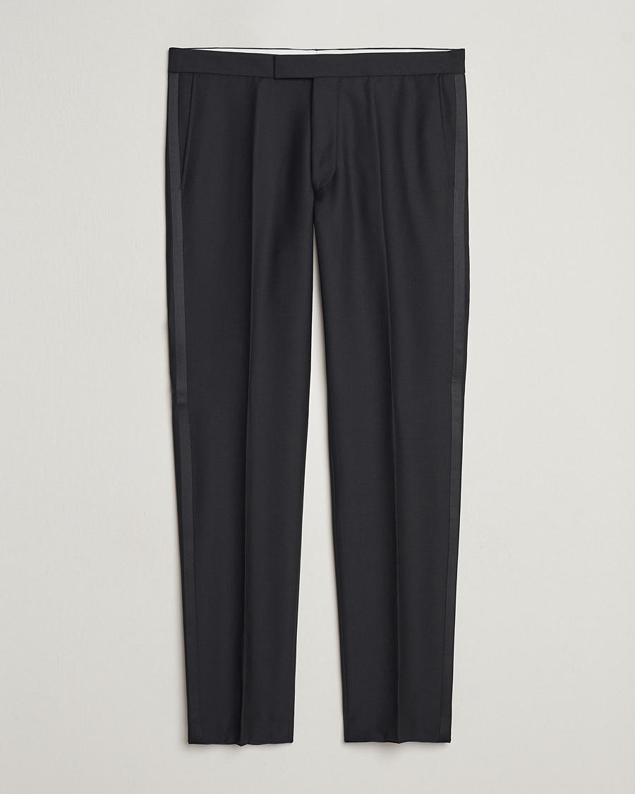 Herr | Byxor | Oscar Jacobson | Denz Wool Tuxedo Trousers Black