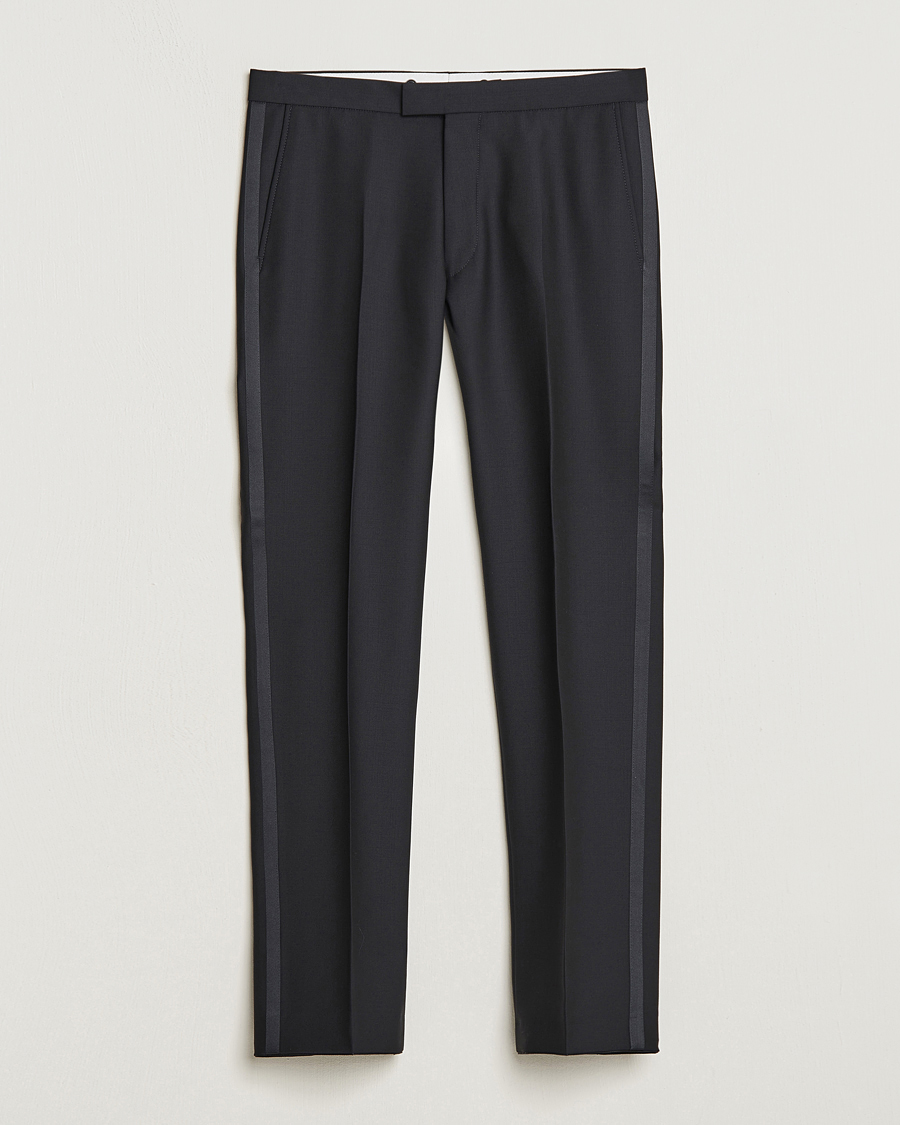 Herr | Byxor | Oscar Jacobson | Denz Straight Wool Tuxedo Trousers Black