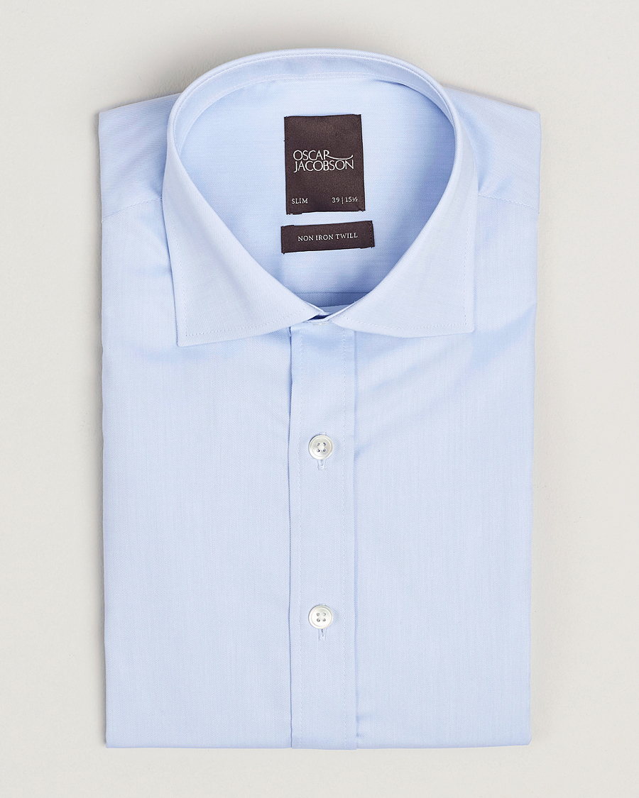 Herr | Skjortor | Oscar Jacobson | Slim Fit Cut Away Non Iron Twill Light Blue