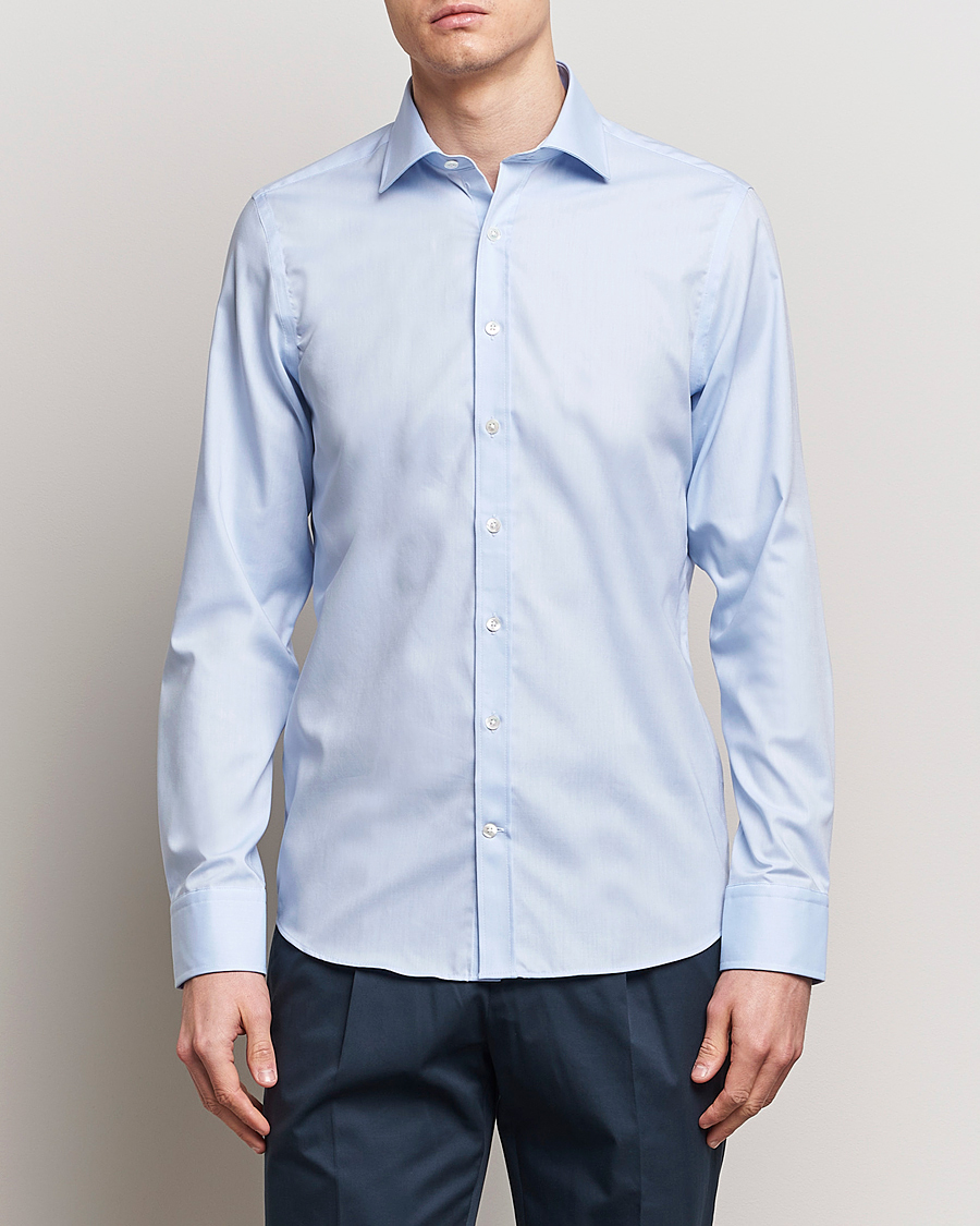 Herr | Skjortor | Oscar Jacobson | Slim Fit Cut Away Non Iron Twill Light Blue