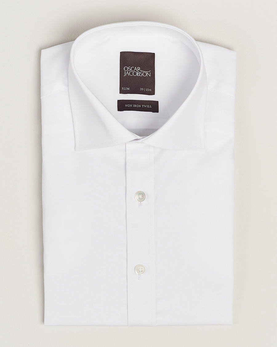 Herr | Skjortor | Oscar Jacobson | Slim Fit Cut Away Non Iron Twill White