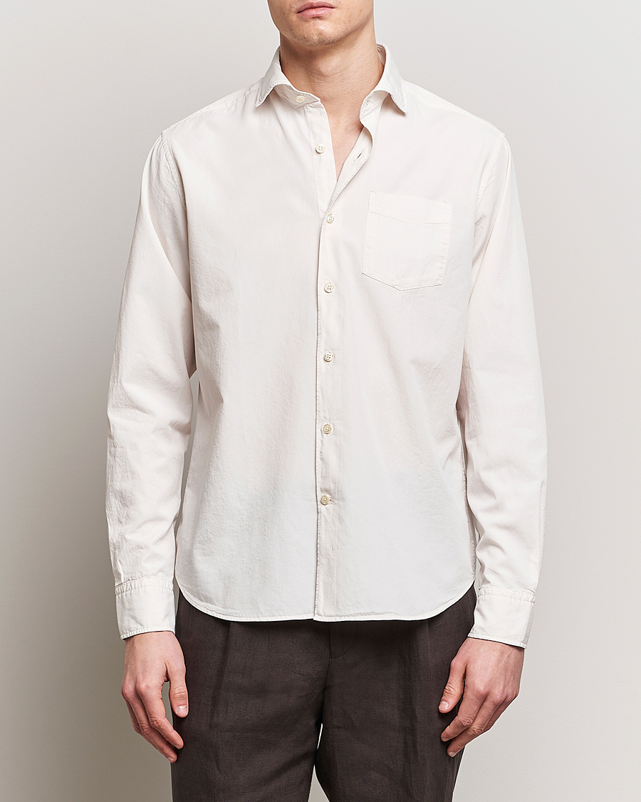 Herr | Skjortor | Oscar Jacobson | Reg Fit Wide Spread Collar Twill Ecru White