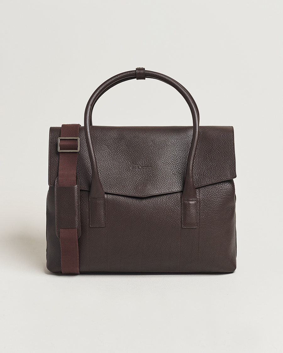 Herr | Väskor | Oscar Jacobson | Overnight Leather Bag Dark Mud Brown