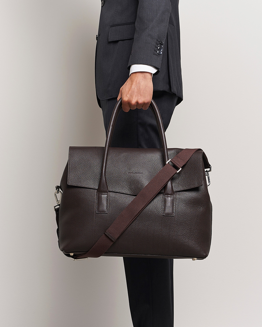 Herr | Väskor | Oscar Jacobson | Overnight Leather Bag Dark Mud Brown