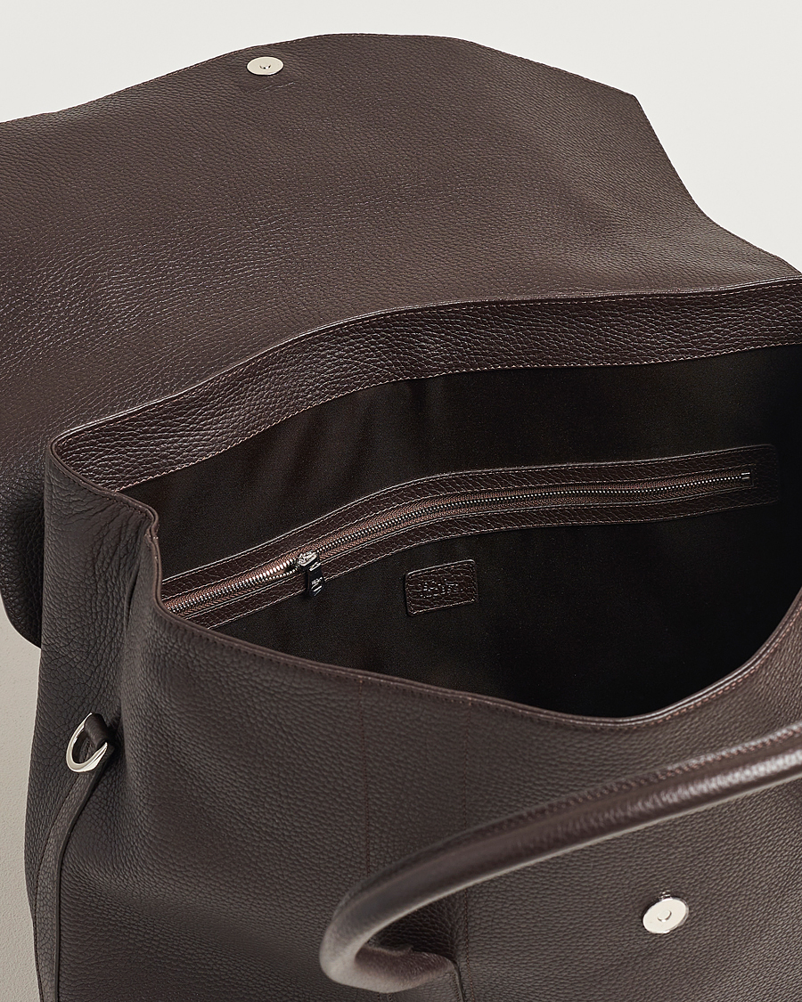 Herr | Väskor | Oscar Jacobson | Overnight Leather Bag Dark Mud Brown