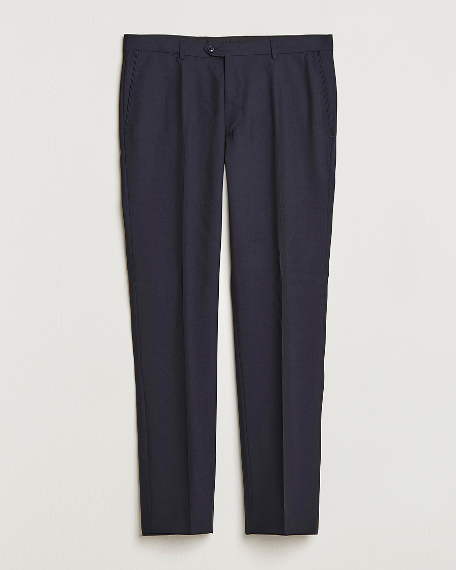 Herr | Byxor | Oscar Jacobson | Denz Wool Trousers Navy