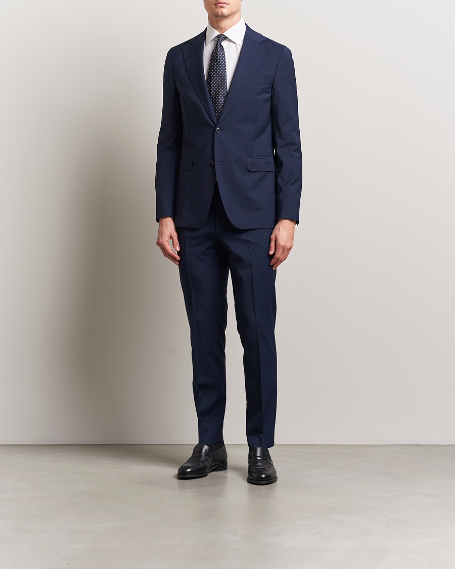 Herr | Byxor | Oscar Jacobson | Denz Wool Blend Trousers Navy