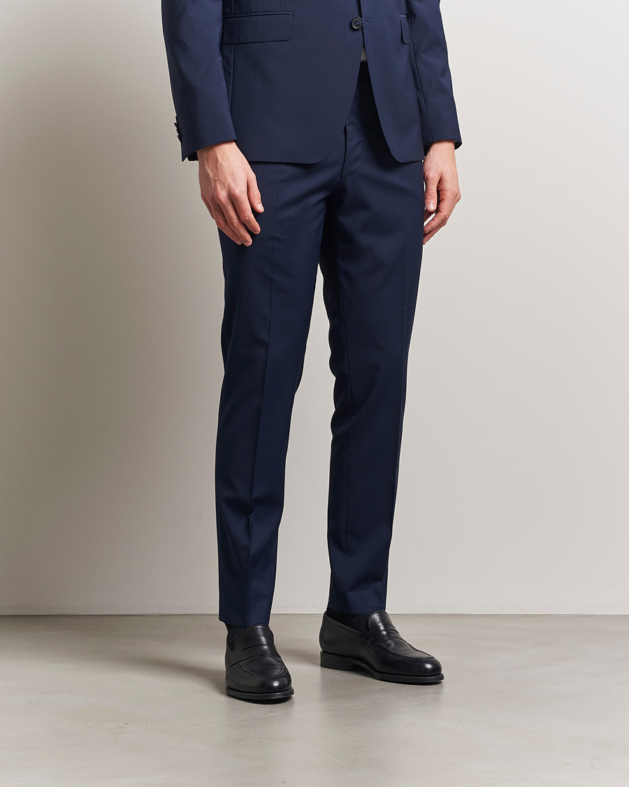 Herr | Byxor | Oscar Jacobson | Denz Wool Blend Trousers Navy