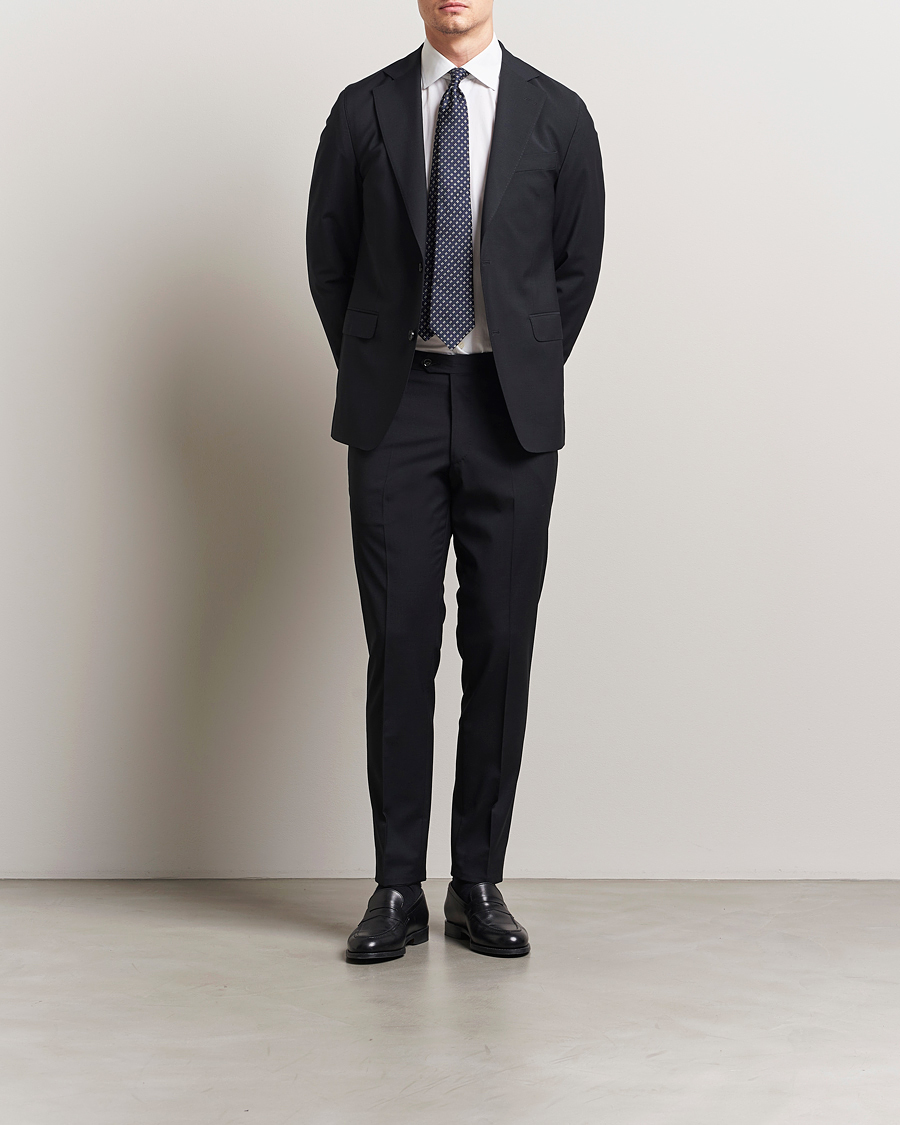 Herr | Byxor | Oscar Jacobson | Denz Wool Blend Trousers Black