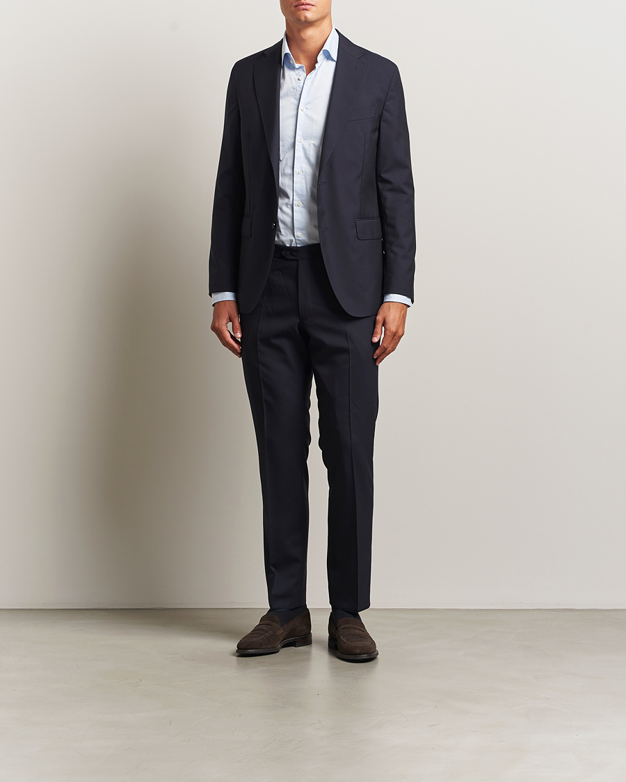 Herr | Byxor | Oscar Jacobson | Dandy Wool Trousers Navy