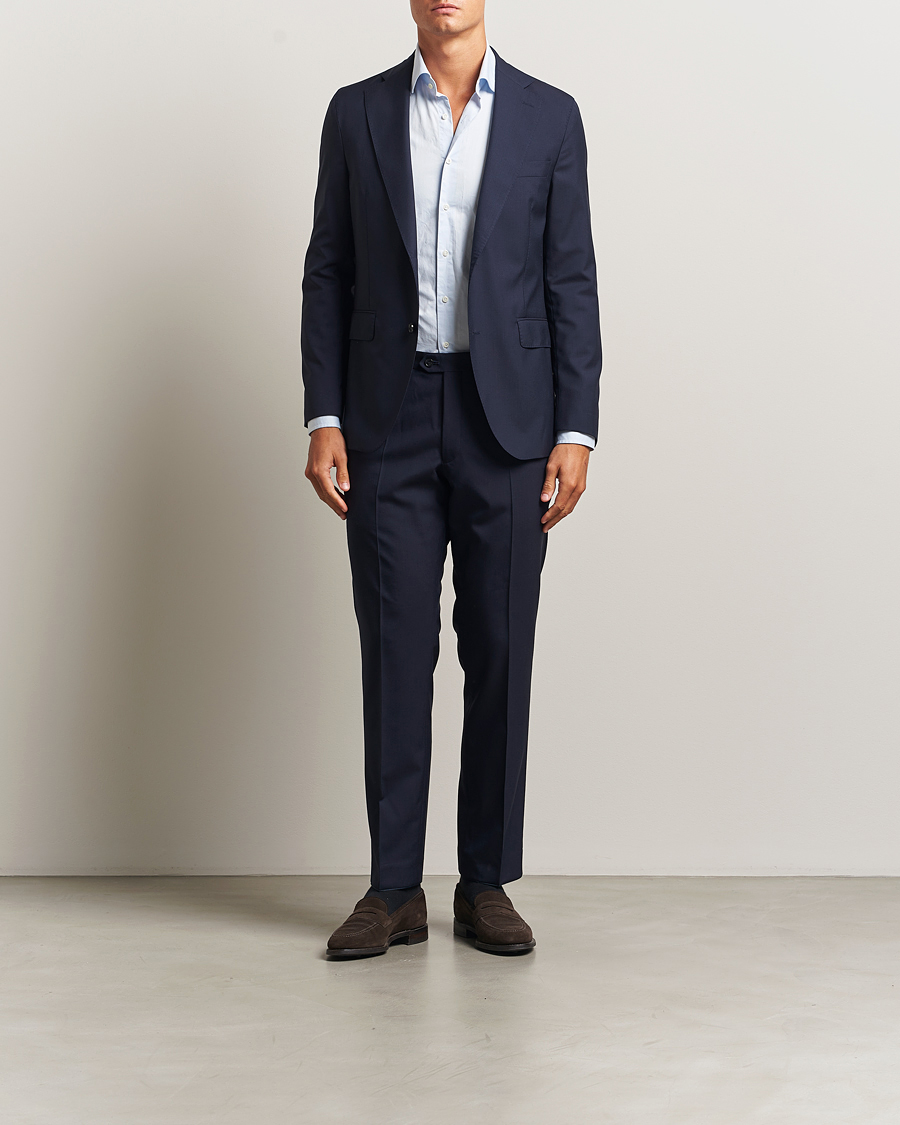 Herr | Byxor | Oscar Jacobson | Dandy Wool Trousers Blue