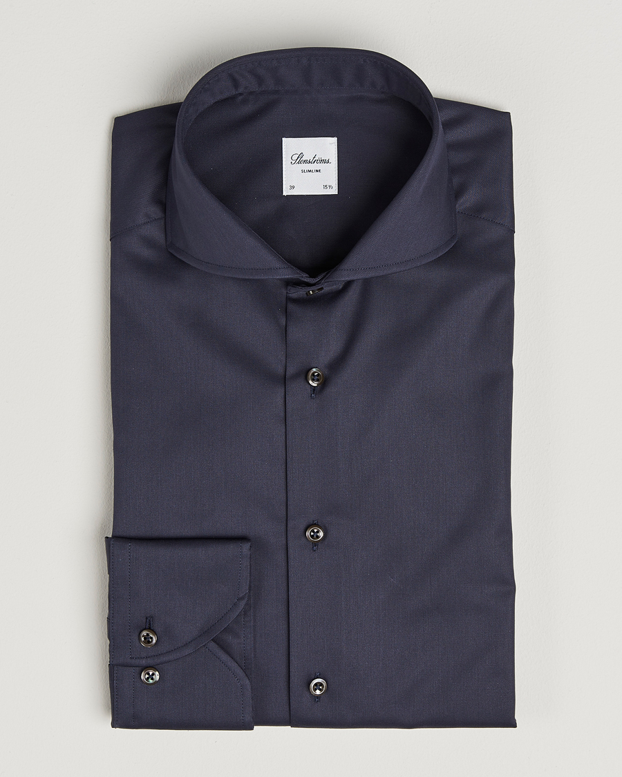 Herr | Skjortor | Stenströms | Slimline Extreme Cut Away Shirt Navy