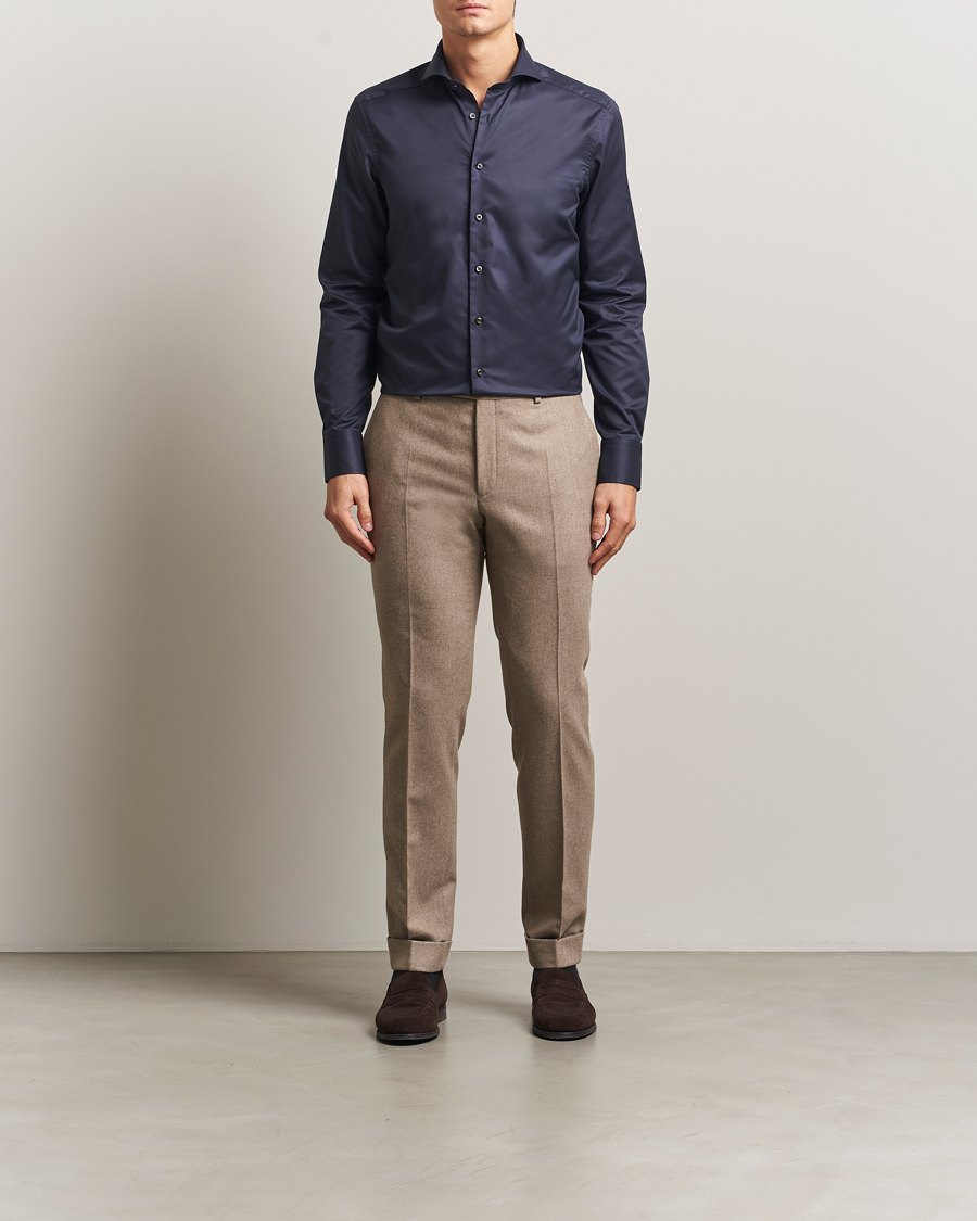 Herr | Skjortor | Stenströms | Slimline Extreme Cut Away Shirt Navy