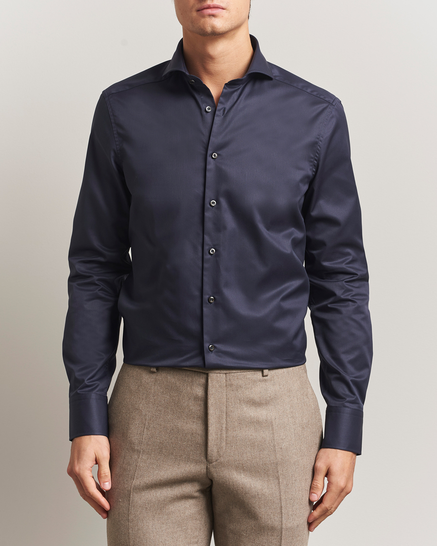 Herr | Skjortor | Stenströms | Slimline Extreme Cut Away Shirt Navy