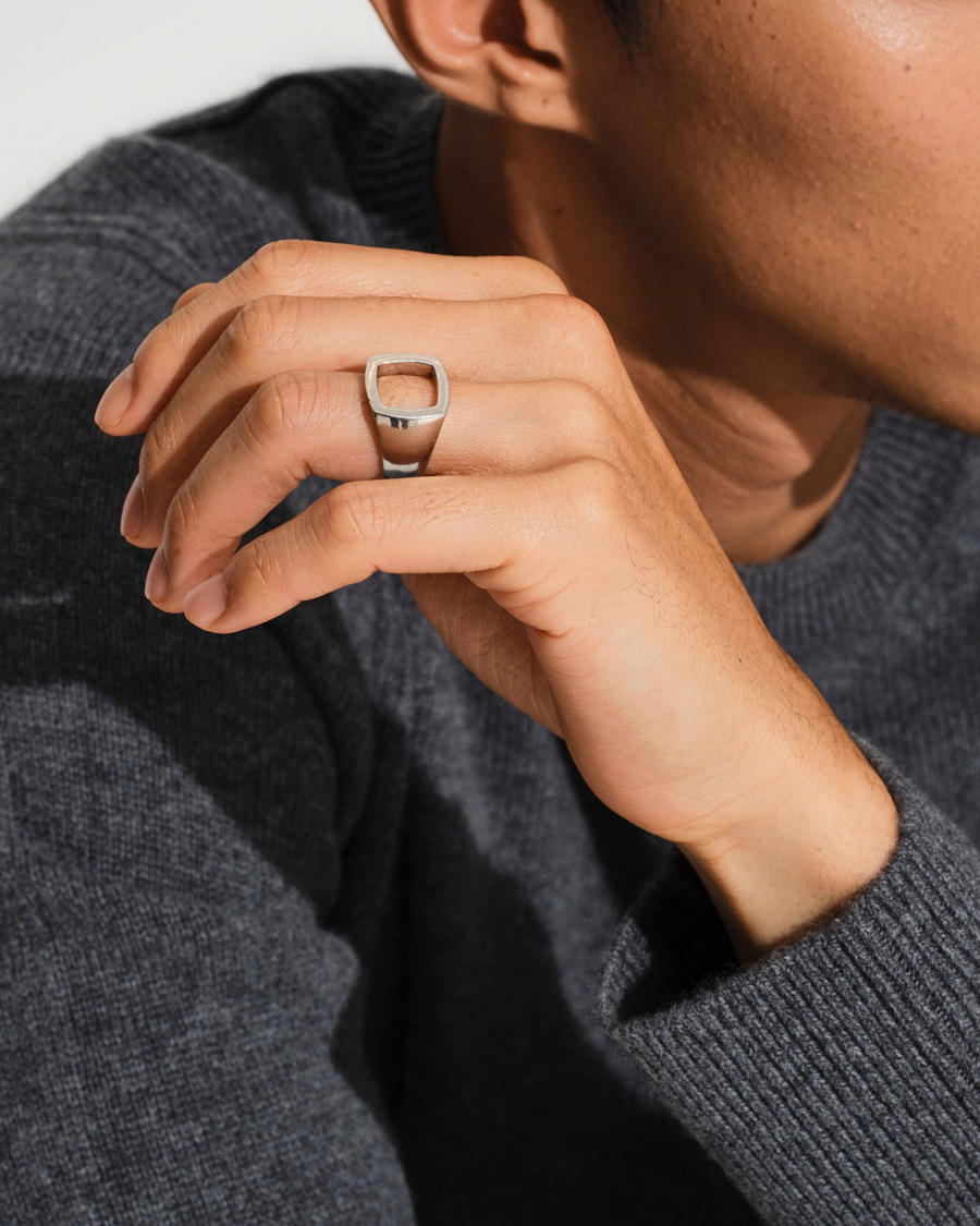 Herr | Smycken | Tom Wood | Cushion Open Ring Silver