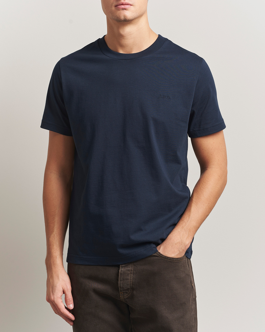 Herr | T-Shirts | A.P.C. | Embroidered APC T-Shirt Dark Navy
