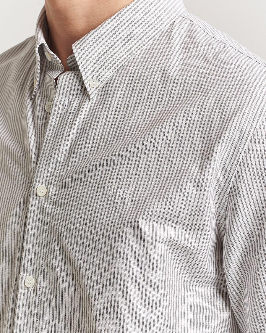 Herr | Skjortor | A.P.C. | Greg Striped Oxford Shirt Green/White