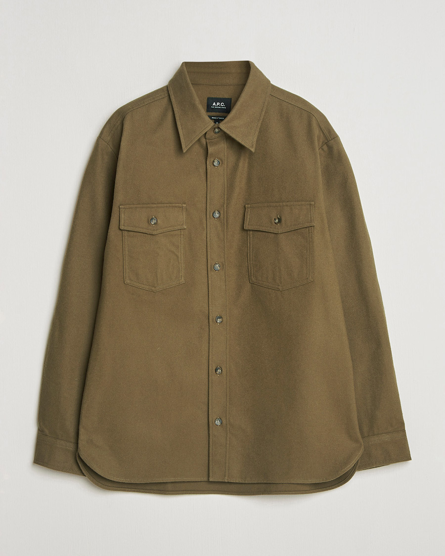 Herr | Skjortor | A.P.C. | Brushed Cotton Overshirt Khaki