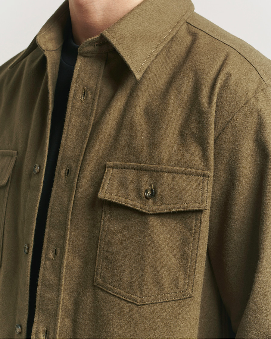 Herr | Skjortor | A.P.C. | Brushed Cotton Overshirt Khaki