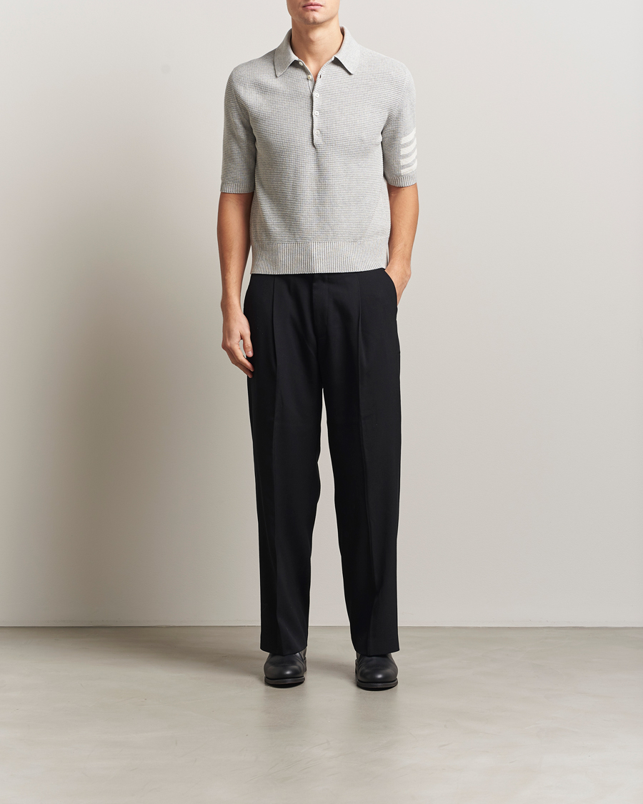 Herr | Pikéer | Thom Browne | Textured 4 Bar Knitted Polo Light Grey