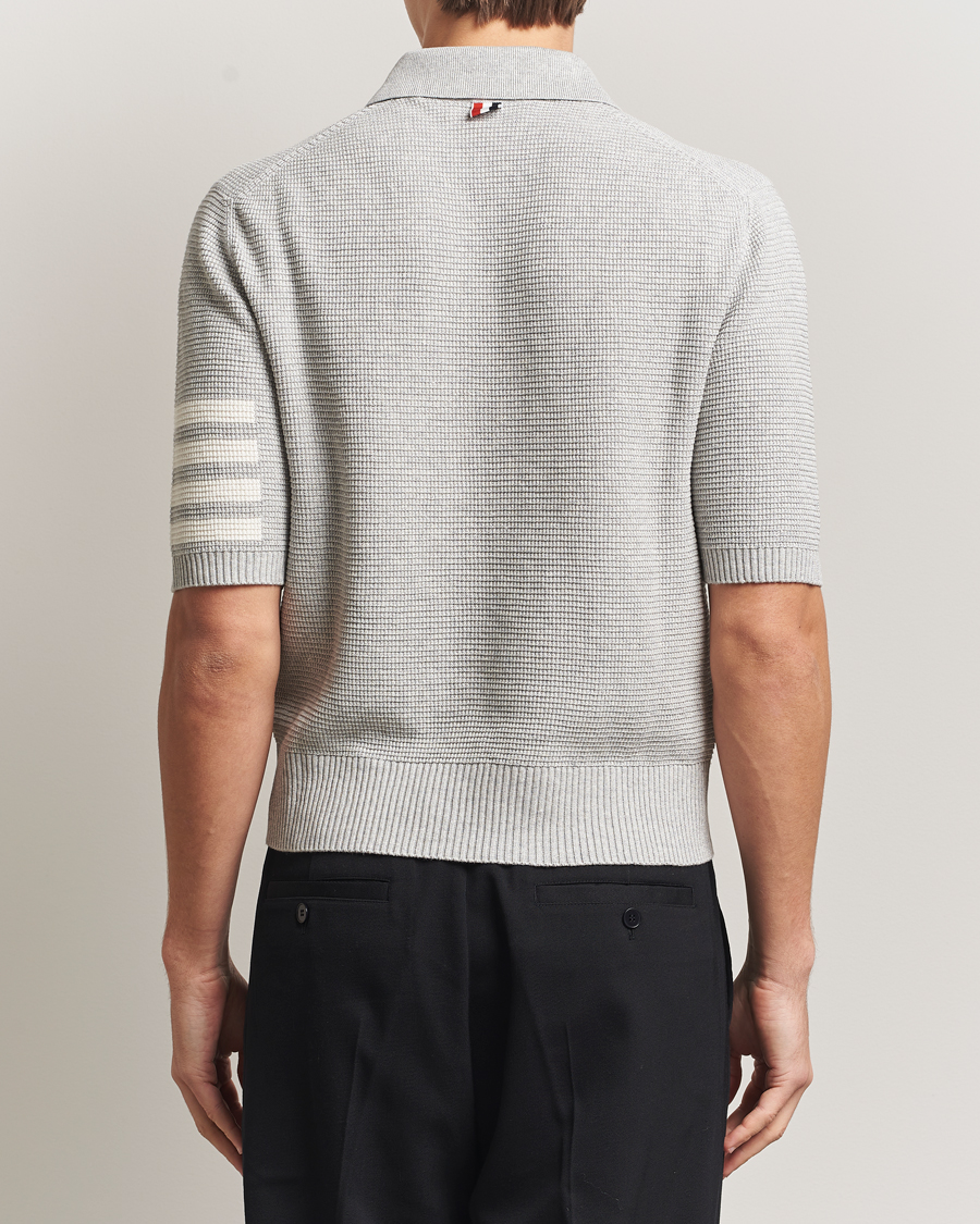 Herr | Pikéer | Thom Browne | Textured 4 Bar Knitted Polo Light Grey