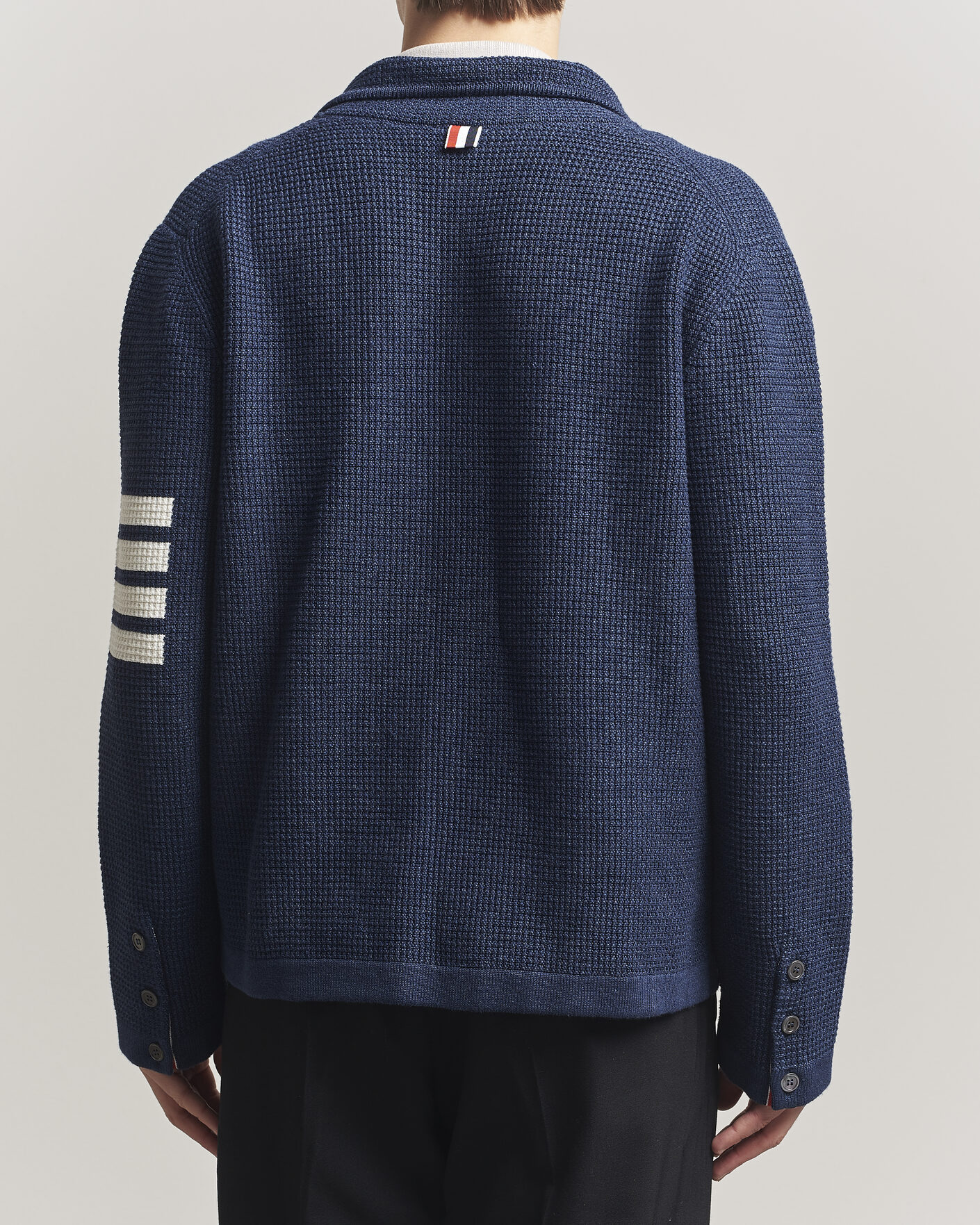 Herr | Tröjor | Thom Browne | Textured 4 Bar Cardigan Jacket Navy