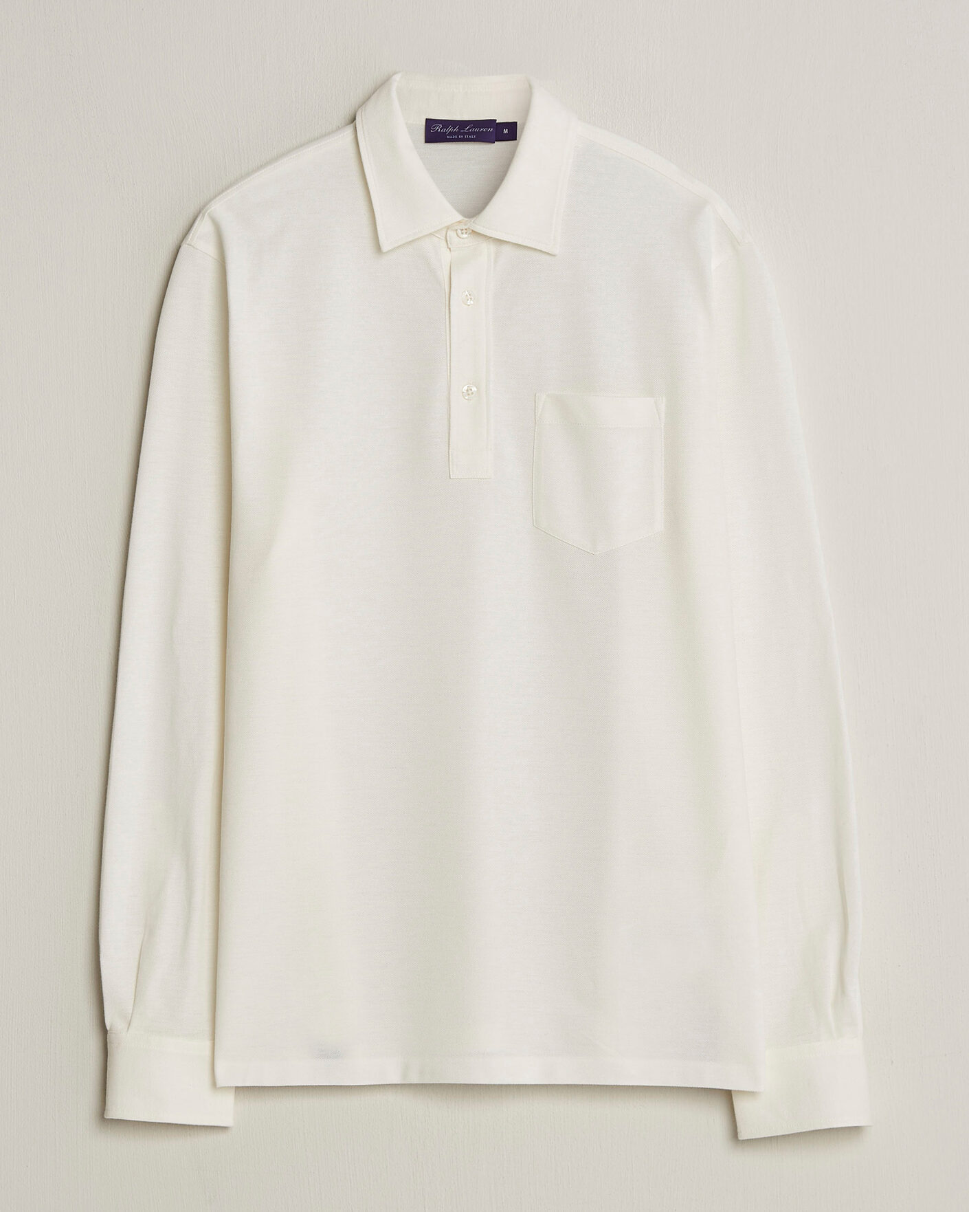 Herr | Pikéer | Ralph Lauren Purple Label | Cotton/Cashmere Long Sleeve Polo Off White