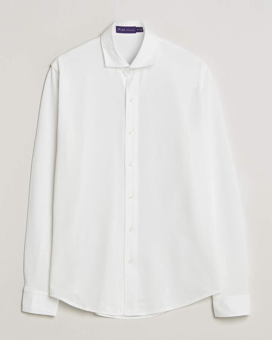 Herr | Skjortor | Ralph Lauren Purple Label | Washed Cotton Pique Shirt White