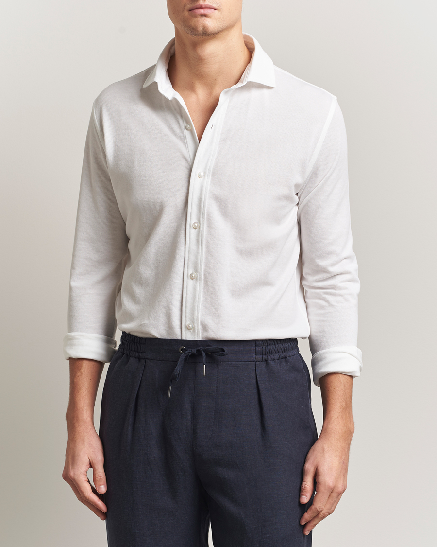 Herr | Skjortor | Ralph Lauren Purple Label | Washed Cotton Pique Shirt White