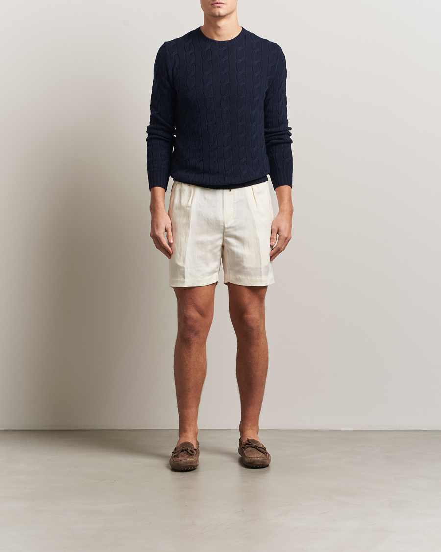 Herr | Tröjor | Ralph Lauren Purple Label | Cashmere Cable Sweater Chairman Navy