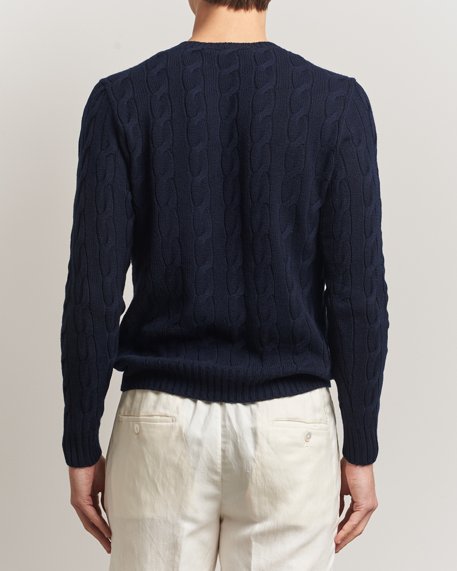 Herr | Tröjor | Ralph Lauren Purple Label | Cashmere Cable Sweater Chairman Navy
