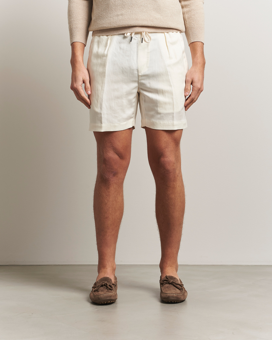 Herr | Shorts | Ralph Lauren Purple Label | Silk/Linen Drawstring Shorts Cream