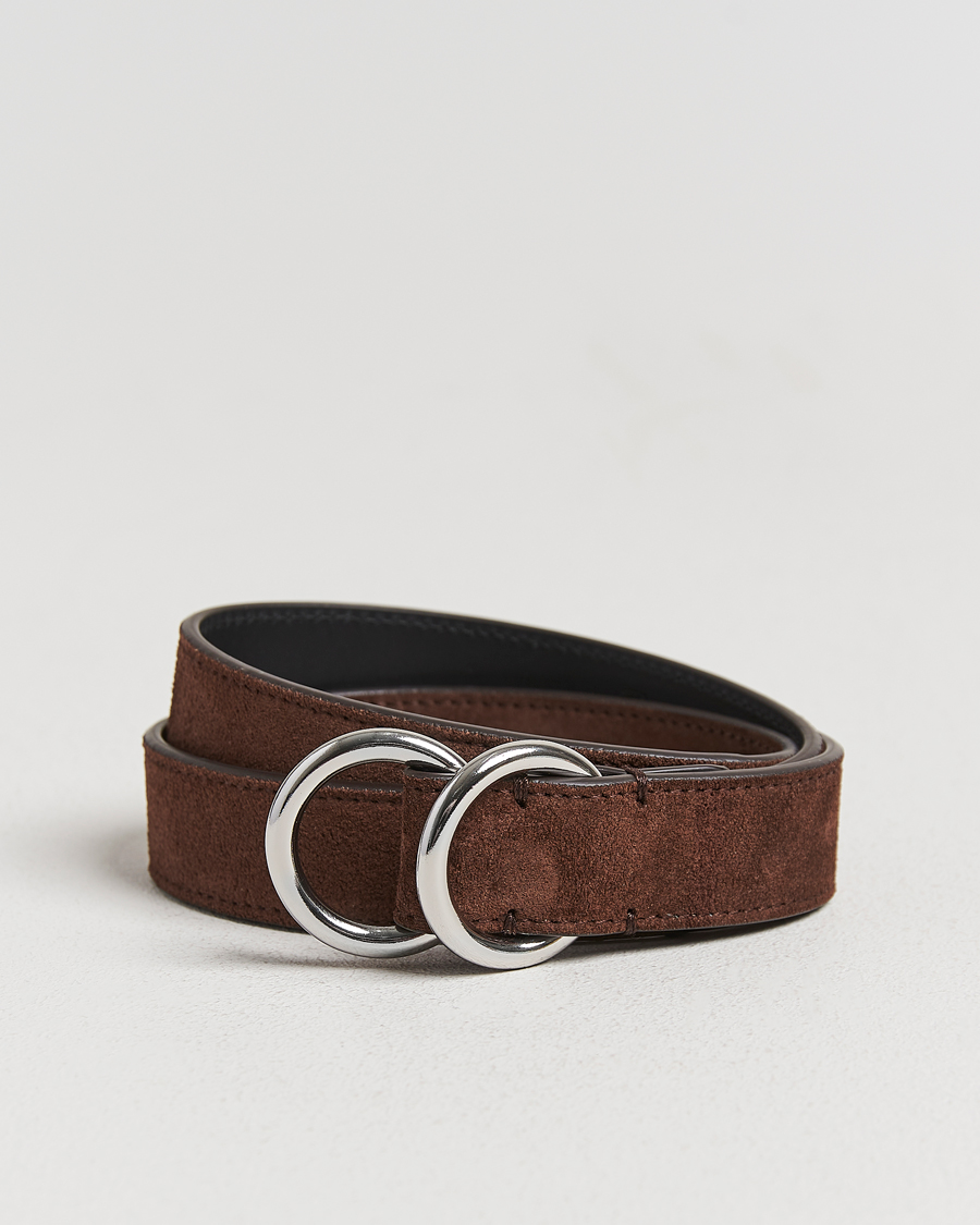Herr | Bälten | Ralph Lauren Purple Label | Ring Belt Dark Brown Suede