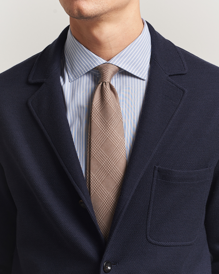 Herr | Slipsar | Ralph Lauren Purple Label | Glenplaid Silk Tie Beige