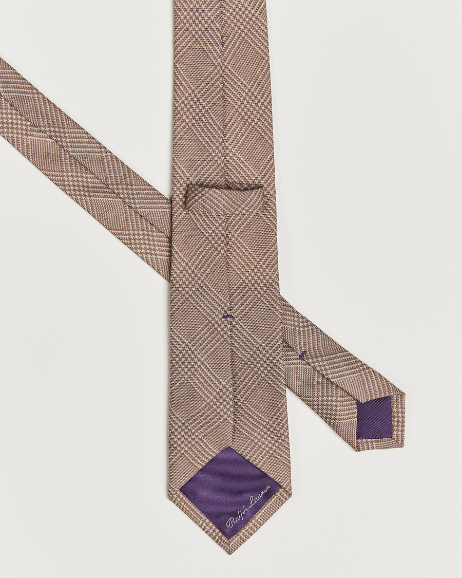 Herr | Slipsar | Ralph Lauren Purple Label | Glenplaid Silk Tie Beige