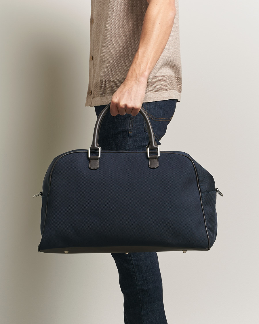 Herr | Väskor | Anderson's | Balistic Nylon/Leather Weekendbag Navy