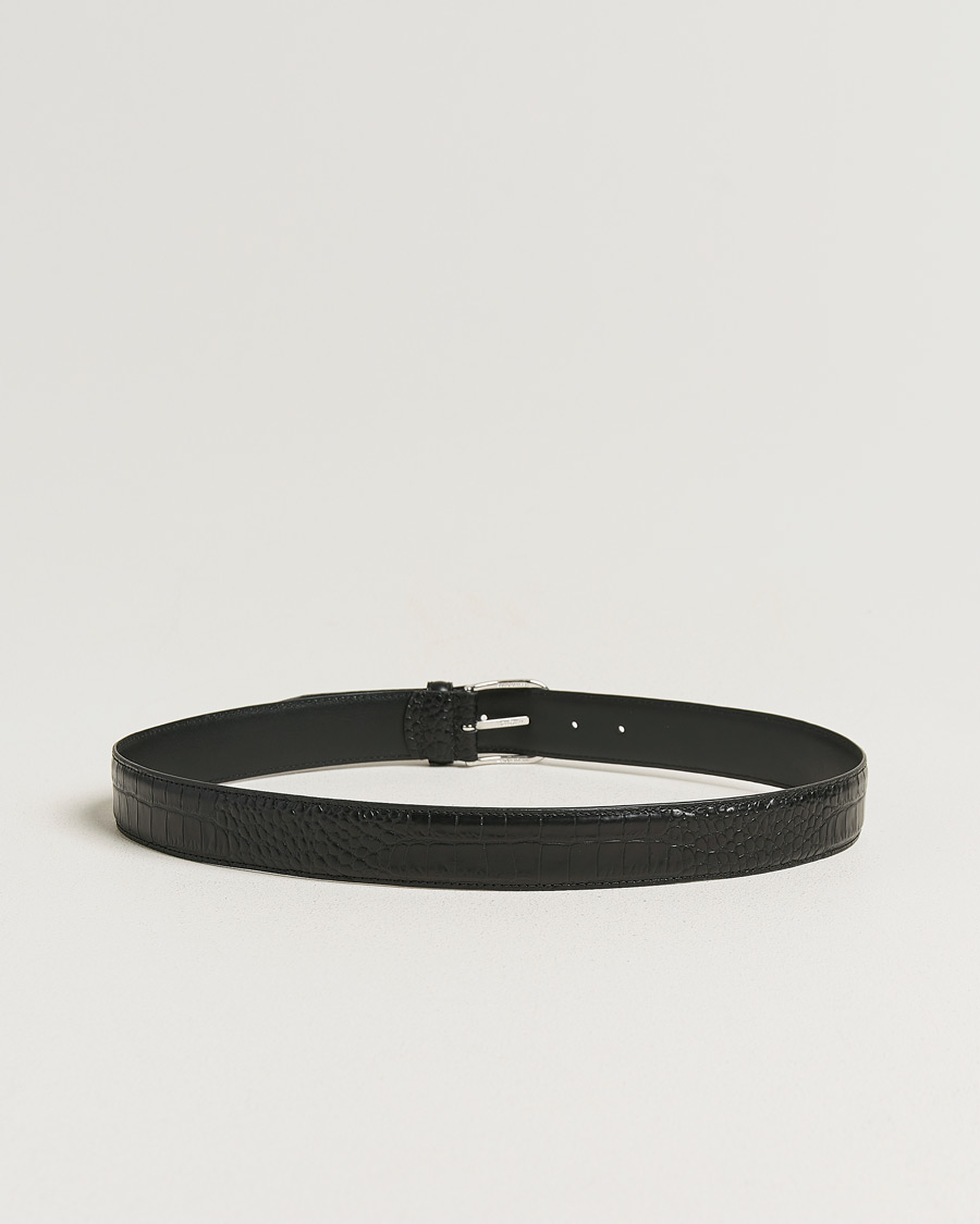 Herr | Bälten | Anderson's | Embossed 3,5cm Leather Belt Black