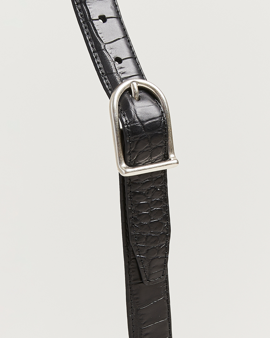 Herr | Bälten | Anderson's | Embossed 2,5cm Lether Belt Black
