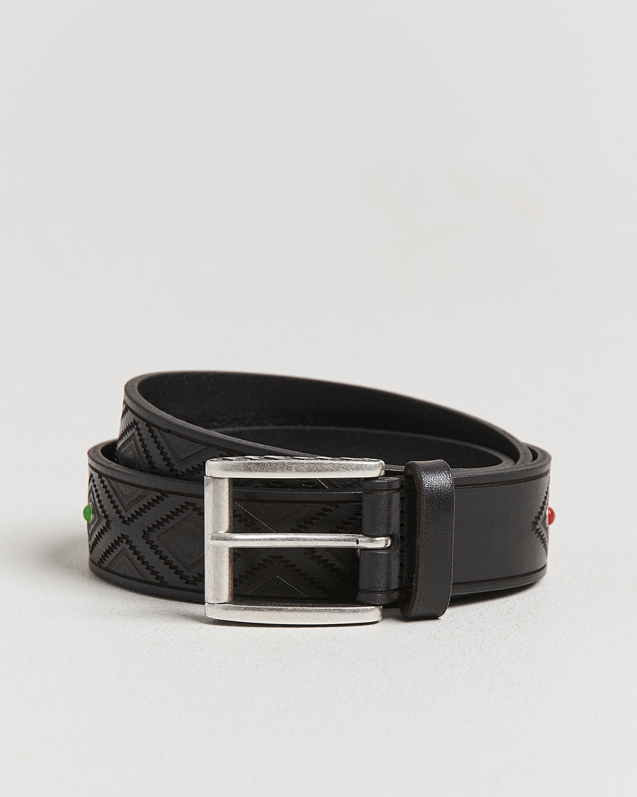 Herr | Bälten | Anderson's | Diamond Pattern Western 3,5cm Belt Black
