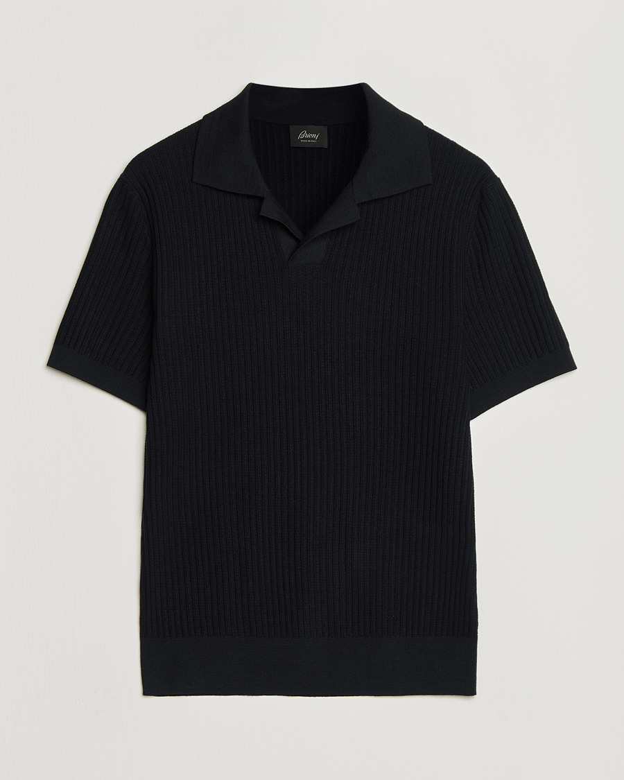 Herr | Tröjor | Brioni | Knitted Rib Wool Polo Navy