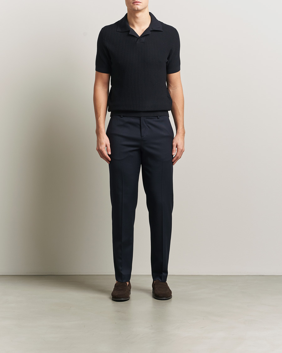 Herr | Tröjor | Brioni | Knitted Rib Wool Polo Navy