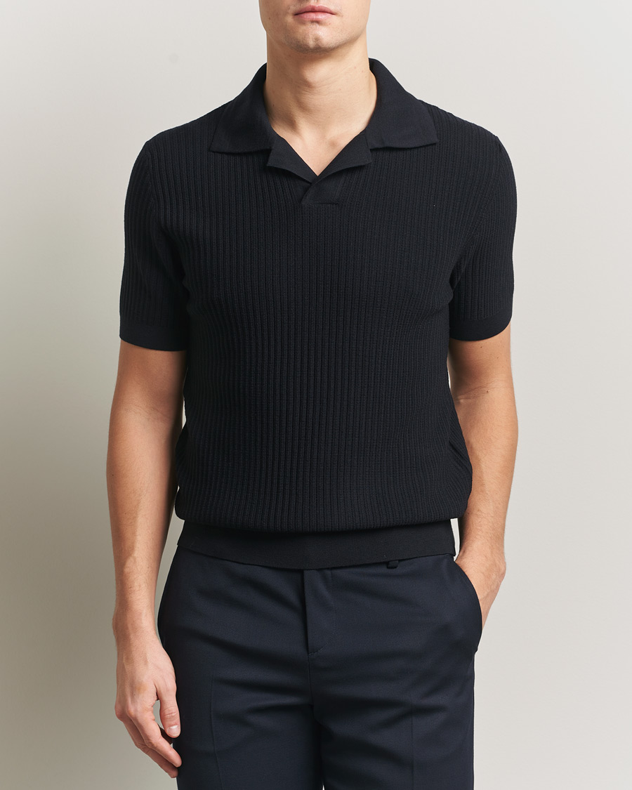 Herr | Tröjor | Brioni | Knitted Rib Wool Polo Navy