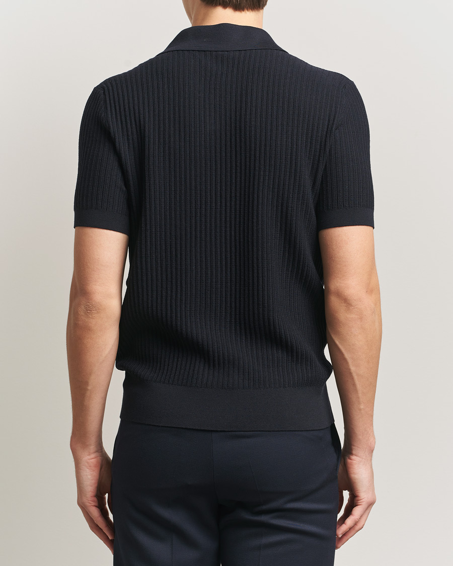 Herr | Tröjor | Brioni | Knitted Rib Wool Polo Navy