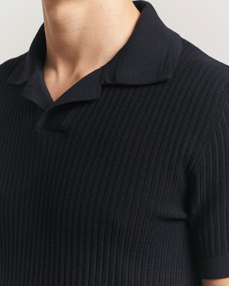 Herr | Tröjor | Brioni | Knitted Rib Wool Polo Navy